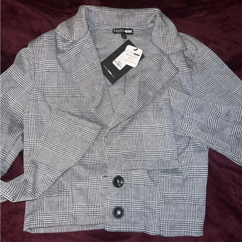 Gray Plaid Blazer